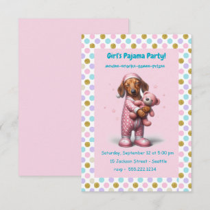 Pink Girl's Pajama Party Kaart