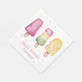 Pink Girls Summer Popsicle Birthday Party Servet (Hoek)