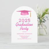 Pink Girly 2025 Afstudeerfeest Kaart (Staand voorkant)