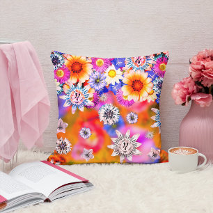 Pink Girly Artsy Floral Collage Artwork Decoratief Kussen