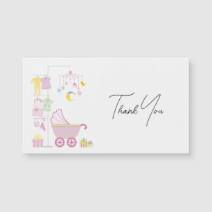 Pink Girly Baby Design Elegant Script Bedankt