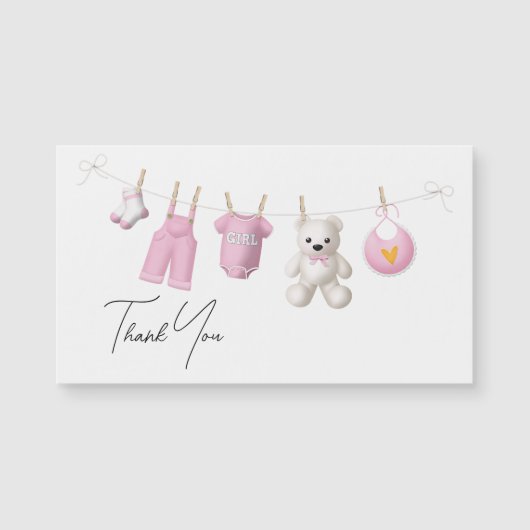Pink Girly Baby Design Elegant Script Bedankt (Voorkant)