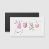 Pink Girly Baby Design Elegant Script Bedankt (Voorkant / Achterkant)