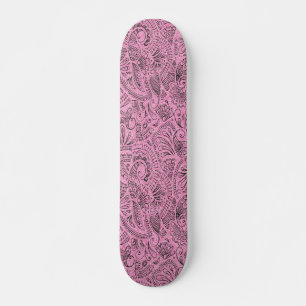 Pink Girly Boho Sketch Glitter Glam Monogram Persoonlijk Skateboard