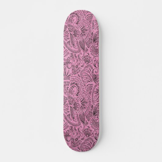 Pink Girly Boho Sketch Glitter Glam Monogram Persoonlijk Skateboard (Voorkant)