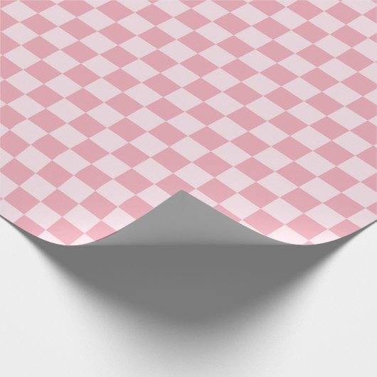 Pink Girly Checker Checkerboard Checkered Retro Cadeaupapier (Hoek)