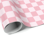 Pink Girly Checker Checkerboard Checkered Retro Cadeaupapier (Rol Hoek)