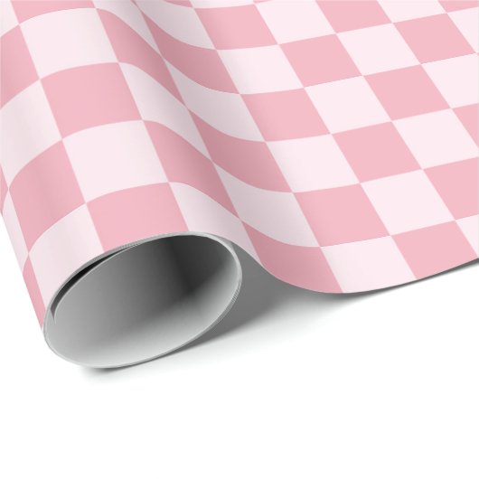 Pink Girly Checker Checkerboard Checkered Retro Cadeaupapier (Rol Hoek)