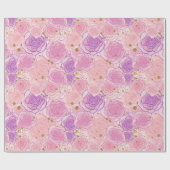 Pink Girly Chic Roos Glitter Floral Cadeaupapier (Vlak)