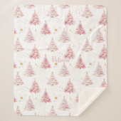Pink Girly Christmas Tree  Sherpa Deken (Voorkant)