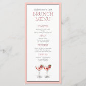 Pink Girly Cocktail Galentine's Day Brunch Party Menu (Voorkant)