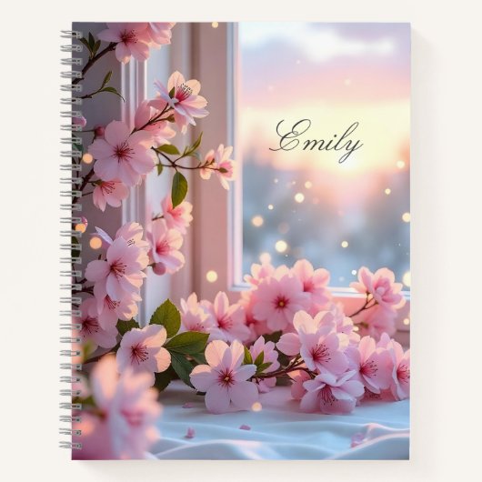 Pink Girly Custom afbeelding gepersonaliseerd Notitieboek (Voorkant)