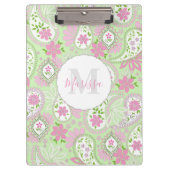 Pink Girly Cute Chic Preppy Paisley Monogram Klembord (Voorkant)