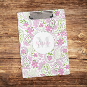 Pink Girly Cute Chic Preppy Paisley Monogram Klembord