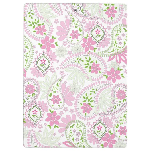 Pink Girly Cute Chic Preppy Paisley Monogram Klembord (Achterkant)