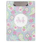 Pink Girly Cute Chic Preppy Paisley Monogram Klembord (Voorkant)