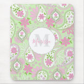Pink Girly Cute Chic Preppy Paisley Monogram Muismat (Voorkant)