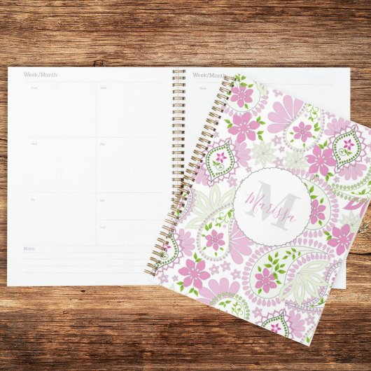 Pink Girly Cute Chic Preppy Paisley Print Patroon Planner