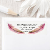 Pink Girly Feather Bird Peacock Wedding Etiket (Insitu)