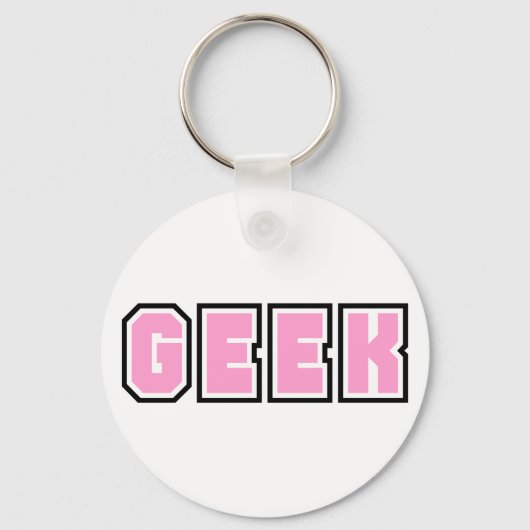 Pink Girly Geek Geeky Geeks Nerd Nerdy Glasses Fun Sleutelhanger (Voorkant)