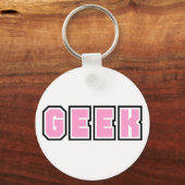 Pink Girly Geek Geeky Geeks Nerd Nerdy Glasses Fun Sleutelhanger (Voorkant)