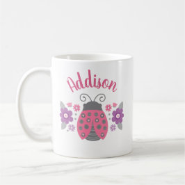 Pink Girly gepersonaliseerde lieveheersbeestje Mok