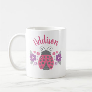 Pink Girly gepersonaliseerde lieveheersbeestje Mok