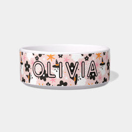 Pink Girly Ghosts Halloween Feeding Cat Voerbakje