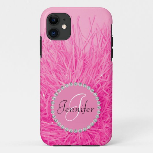 Pink Girly Glam  monogram naam personaliseren Case-Mate iPhone Case (Achterkant)