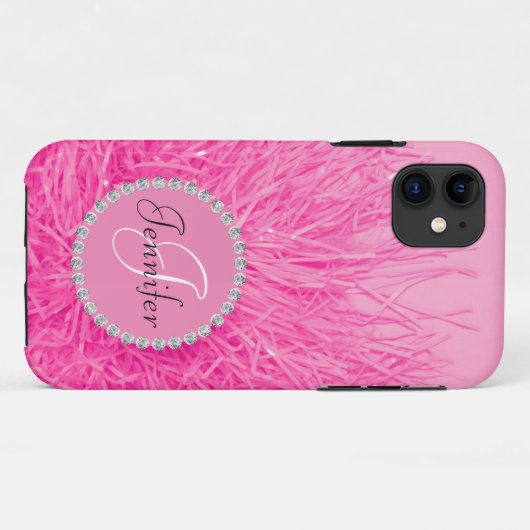 Pink Girly Glam monogram naam personaliseren Case-Mate iPhone Case (Achterkant (horizontaal))