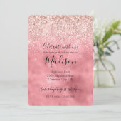 Pink Girly Glam Sparkle Glitter Kaart (Staand voorkant)