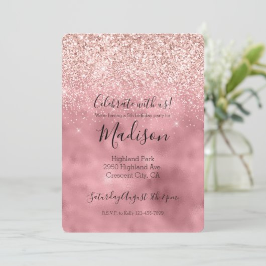 Pink Girly Glam Sparkle Glitter Kaart (Staand voorkant)