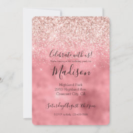 Pink Girly Glam Sparkle Glitter Kaart