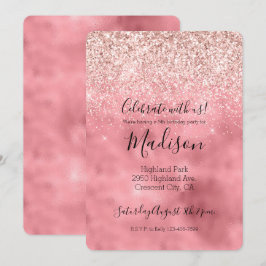 Pink Girly Glam Sparkle Glitter Kaart