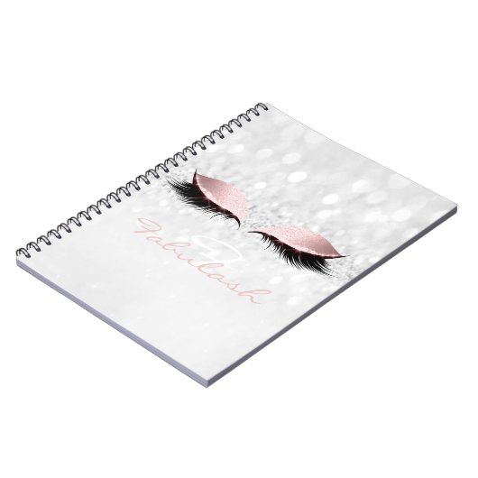 Pink Girly Glitter Makeup Sparkly Monogram Grey Notitieboek (Linkerzijde)