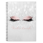 Pink Girly Glitter Makeup Sparkly Monogram Grey Notitieboek (Voorkant)
