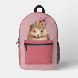 Pink Girly Hedgehog Bedrukte Rugzak