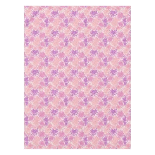 Pink Girly Hippy Roos Floral Pattern Tafelkleed (Voorkant)