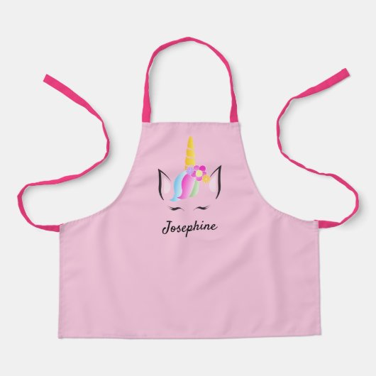 Pink Girly leuke gepersonaliseerde eenhoorn Kinder Schort (Voorkant)