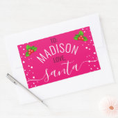 Pink & Girly "Love, Santa" Aangepaste naamfeestdag Rechthoekige Sticker (Envelop)