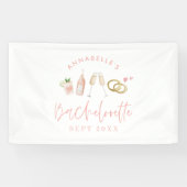 Pink girly modern champagne bachelorette weekend spandoek (Horizontaal)
