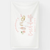 Pink girly modern champagne bachelorette weekend spandoek (Verticaal)