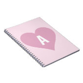 Pink Girly Monogram Heart Notitieboek Journal (Rechterzijde)