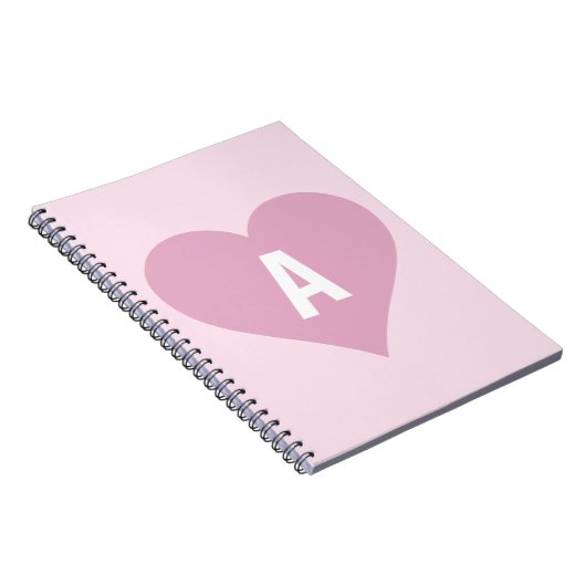 Pink Girly Monogram Heart Notitieboek Journal (Rechterzijde)