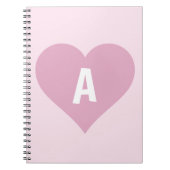 Pink Girly Monogram Heart Notitieboek Journal (Voorkant)