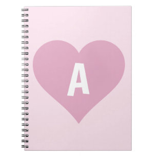 Pink Girly Monogram Heart Notitieboek Journal