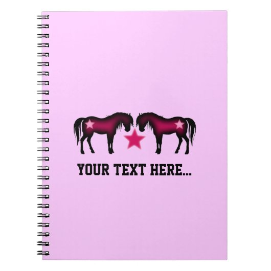 Pink Girly Personalized Horse Notitieboek (Voorkant)