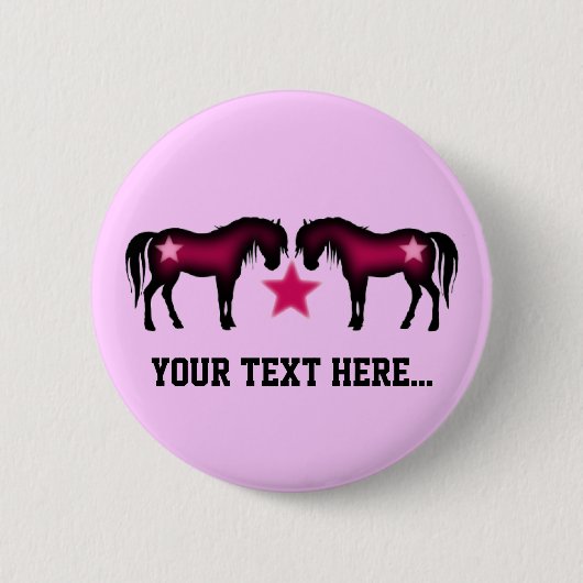 Pink Girly Personalized Horse Ronde Button 5,7 Cm (Voorkant)