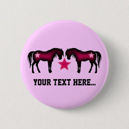 Pink Girly Personalized Horse Ronde Button 5,7 Cm