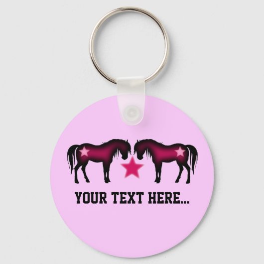 Pink Girly Personalized Horse Sleutelhanger (Voorkant)